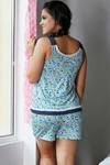 Zivame Dreamwear Little Blossom Print Sleeveless Top and Shorts Set-Blue — thumbnail 1