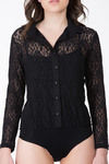 Zivame Floral Lace Medium Impact Camisole Bodysuit-Black — thumbnail 3