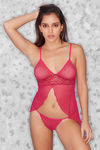 Zivame Sheer  n Sexy Flyaway Babydoll with G-String- Magenta — thumbnail 1