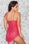 Zivame Sheer  n Sexy Flyaway Babydoll with G-String- Magenta — thumbnail 3