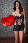 Zivame Lace Embrace Sheer Floral Black Teddy — thumbnail 1
