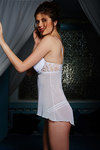 Zivame Sundown Collection Flared Babydoll With G String-White — thumbnail 2