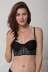 Zivame All That Lace Padded Wired Low Coverage Long Line Bra-Black — thumbnail 3