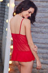 Zivame Sundown Ruffled Up Babydoll With G String-Red — thumbnail 2