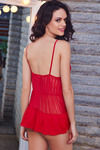 Zivame Sundown Ruffled Up Babydoll With G String-Red — thumbnail 4