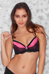 Zivame Demi Coverage Padded Balconette Bra- Fucsia with Black — thumbnail 2
