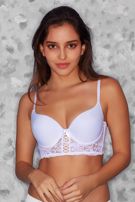 Zivame Medium Coverage Padded LongLine T-shirt Bra - White — image 5