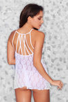 Zivame Sheer n Sexy Floral Lace Chemise with G-String- White — thumbnail 4