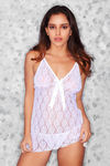 Zivame Sheer n Sexy Floral Lace Chemise with G-String- White — thumbnail 5