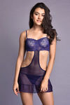 Zivame Sundown Collection Lacy Babydoll with G-String- Dark Blue — thumbnail 1