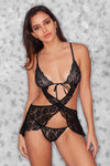 Zivame Sheer n Sexy Floral Lace Babydoll with G-String- Black — thumbnail 4
