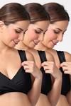Morph Non Padded Non Wired Full Coverage Maternity / Nursing Bra (Pack of 3) - Black — thumbnail 1