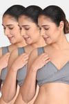 Morph Non Padded Non Wired Full Coverage Maternity / Nursing Bra (Pack of 3) - Grey — thumbnail 1