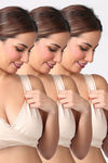 Morph Non Padded Non Wired Full Coverage Maternity / Nursing Bra (Pack of 3) - Skin — thumbnail 1