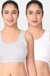 Adira Single Layered Non Wired Full Coverage Bralette - White Grey — thumbnail 1
