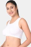 Adira Single Layered Non Wired Full Coverage Bralette - White Grey — thumbnail 3