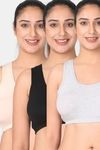 Adira Single Layered Non Wired Full Coverage Bralette - Skin Black Grey — thumbnail 1
