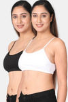 Adira Single Layered Non Wired Full Coverage Cami Bra - Black White — thumbnail 1
