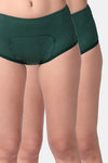 Adira Medium Rise Full Coverage Period Boyshort (Pack of 2) - Green — thumbnail 1