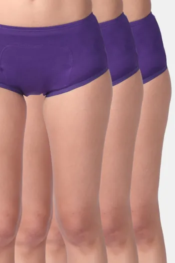 model image of Adira Medium Rise Full Coverage Boyshort Period Panty (Pack of 3) - Assorted