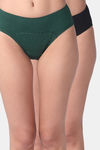 Adira Medium Rise Three-Fourth Coverage Hipster Period Panty (Pack of 2) - Green Black — thumbnail 1