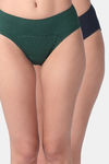 Adira Medium Rise Three-Fourth Coverage Hipster Period Panty (Pack of 2) - Green Navy Blue — thumbnail 1