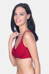 Amante Single Layered Non Wired Full Coverage Super Support Bra - Crimson — thumbnail 3