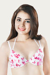 Amante Pack of 2 Halter Neck Underwired Bra- Purple Polka n White Floral — thumbnail 2