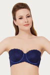 Amante Padded Lace Cups Wired Bra- Navy — thumbnail 1