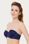 Amante Padded Lace Cups Wired Bra- Navy — thumbnail 2
