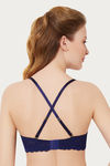 Amante Padded Lace Cups Wired Bra- Navy — thumbnail 3