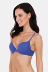 Amante Padded Wired Demi Coverage Push Up Bra - Blue — thumbnail 3