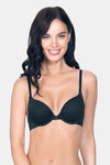 Amante Padded Wired Demi Coverage Push Up Bra - Black — thumbnail 1