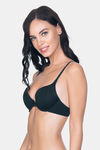 Amante Padded Wired Demi Coverage Push Up Bra - Black — thumbnail 3