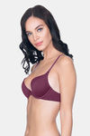 Amante Padded Wired Demi Coverage Push Up Bra - Violet — thumbnail 3
