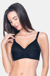 Amante Double Layered Non Wired Full Coverage Lace Bra - Black — thumbnail 1