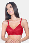 Amante Double Layered Non Wired Full Coverage Lace Bra - Red — thumbnail 1