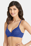 Amante Smooth Romance Padded Wired Full Coverage Lace Bra - Royal Blue — thumbnail 3