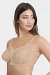 Amante Magic Support Single Layered Non Wired Full Coverage Lace Bra - Sandalwood — thumbnail 3