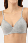 Amante Padded Non Wired Full Coverage T-Shirt Bra - Light G Marl — thumbnail 4