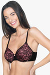 Amante Floral Romance Padded Wired Full Coverage Lace Bra - Black Sea Pink — thumbnail 2