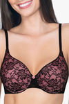 Amante Floral Romance Padded Wired Full Coverage Lace Bra - Black Sea Pink — thumbnail 4