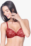 Amante Floral Romance Padded Wired Full Coverage Lace Bra - Rumba Red Impatiens Pink — thumbnail 1