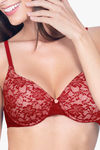 Amante Floral Romance Padded Wired Full Coverage Lace Bra - Rumba Red Impatiens Pink — thumbnail 4