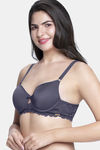 Amante Padded Wired Full Coverage Lace Bra - Graystone — thumbnail 2