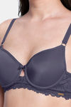 Amante Padded Wired Full Coverage Lace Bra - Graystone — thumbnail 4