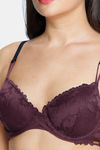 Amante Padded Wired Full Coverage Lace Bra - Fig — thumbnail 4