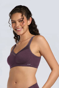 Amante Non Padded Non Wired Cotton Smooth Back Bra - Fig — thumbnail 2