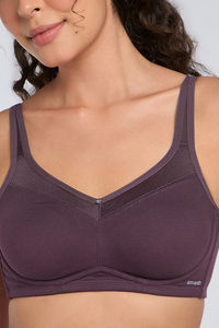 Amante Non Padded Non Wired Cotton Smooth Back Bra - Fig — thumbnail 4