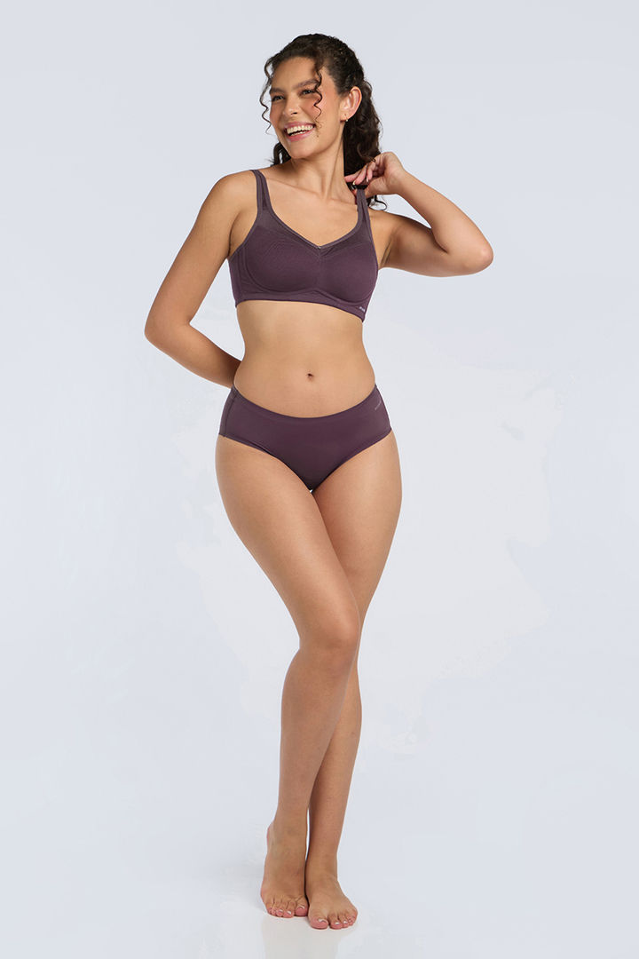 Amante Non Padded Non Wired Cotton Smooth Back Bra - Fig — image 5